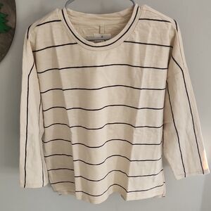 Lou & Grey Cream and Navy Striped Long Sleeve Oversized Top